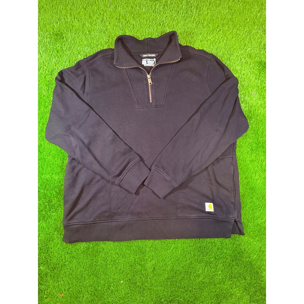 Carhartt Tencel Fiber Series Relaxed Fit Quarter Zip Sweatshirt Black XL 16-18